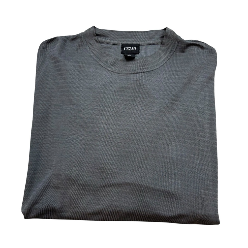 Mens Vintage Cezar Silk Blend Long Sleeve Ribbed Top‎ Size XL
